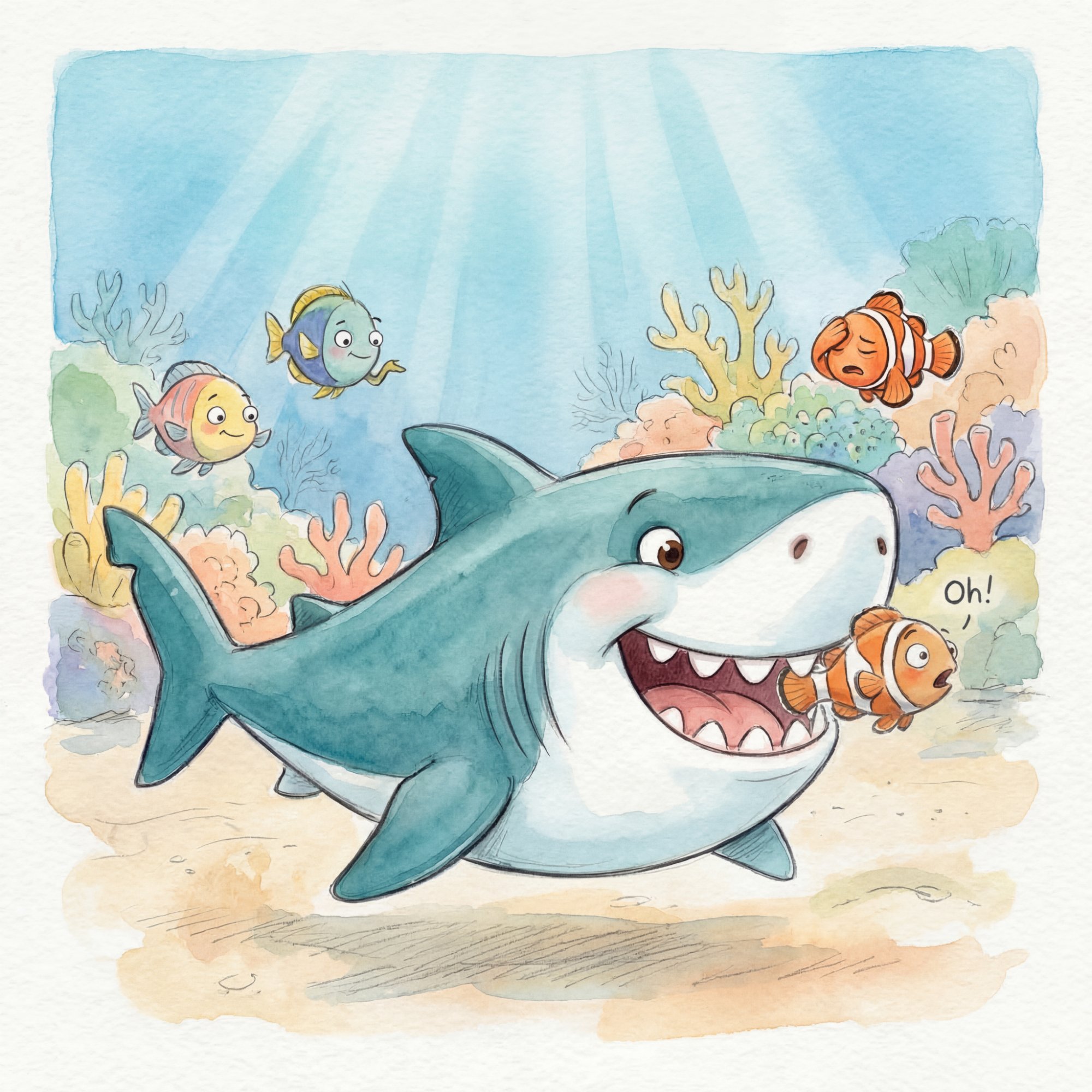 Sammy scooping up a fish for dinner